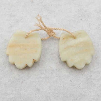 Natural Amazonite Carved feather Earring Beads 19*17*5mm, 5.3g