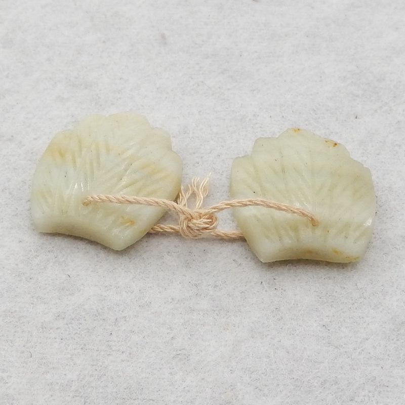 Natural Amazonite Carved feather Earring Beads 19*17*5mm, 5.3g