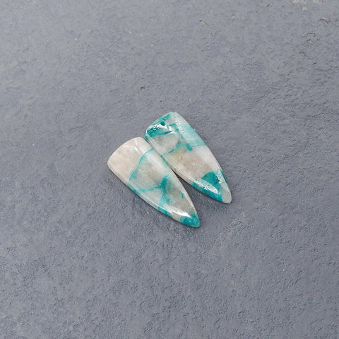 Natural  Chrysocolla Gemstone Earring Beads, Semi-Precious Gemstones For Jewelry Making,27x11x4mm, 3.9g
