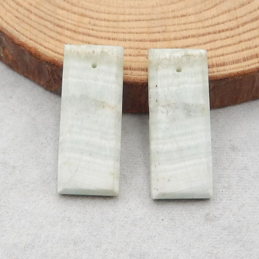 2 pcs Natural Hemimorphite Pendant Beads 33*11*2mm, 34*12*3mm, 12.3g