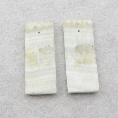 2 pcs Natural Hemimorphite Pendant Beads 33*11*2mm, 34*12*3mm, 12.3g