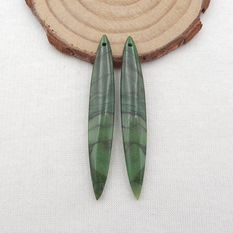 Natural African Jade Earring Beads 54x8x5mm, 6.0g