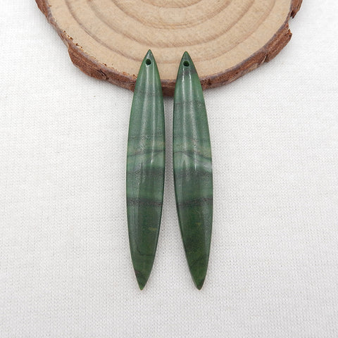 Natural African Jade Earring Beads 54x8x5mm, 6.0g