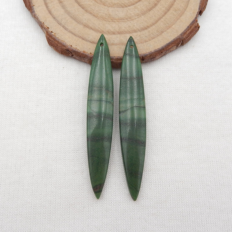 Perles de boucles d'oreilles en jade africain, pierre pour la fabrication de boucles d'oreilles, 54x8x5mm, 6.0g