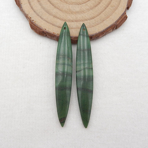 Natural African Jade Earring Beads 54x8x5mm, 6.0g