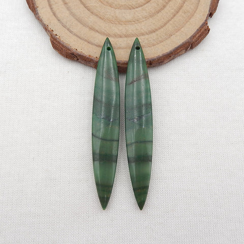 Natural African Jade Earring Beads 54x8x5mm, 6.0g