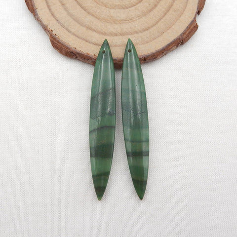 Natural African Jade Earring Beads 54x8x5mm, 6.0g
