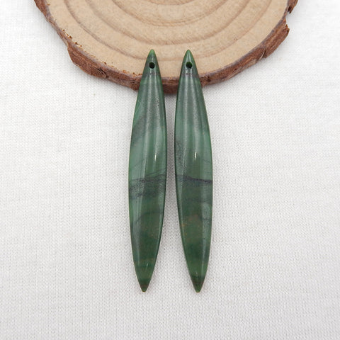 Natural African Jade Earring Beads 54x8x5mm, 6.0g