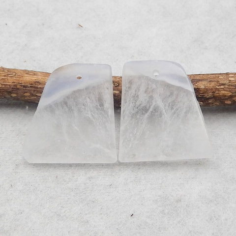 Natural Blue Lace Agate Earring Beads 25x20x3mm, 6.6g