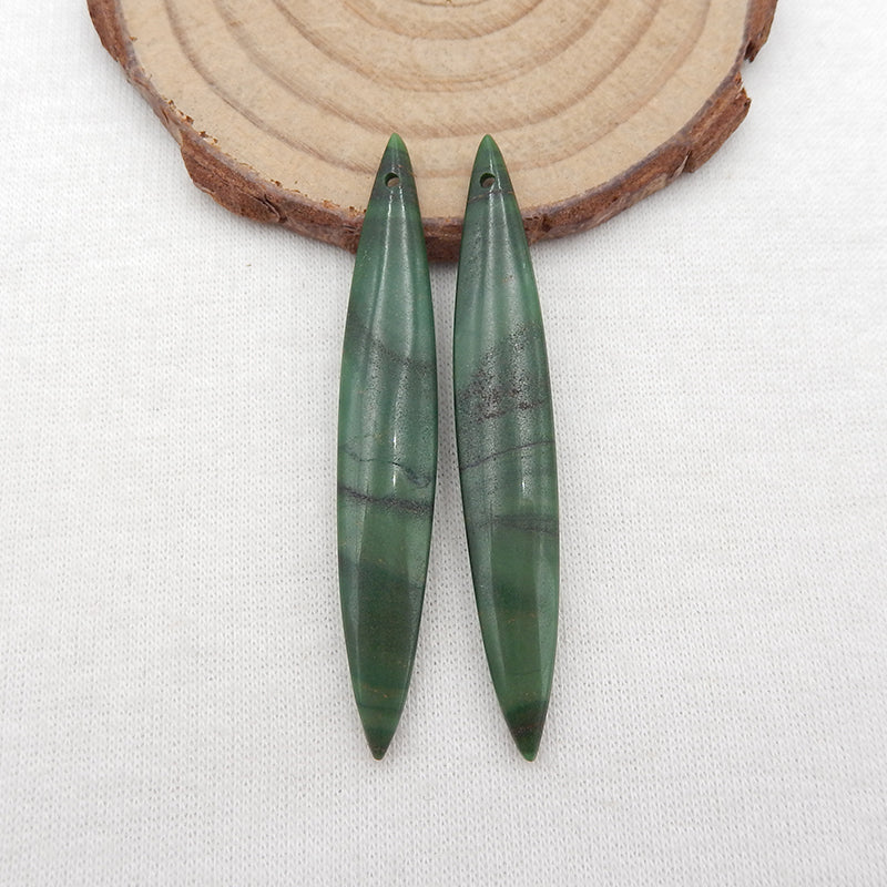 Perles de boucles d'oreilles en jade africain, pierre pour la fabrication de boucles d'oreilles, 54x8x5mm, 6.0g