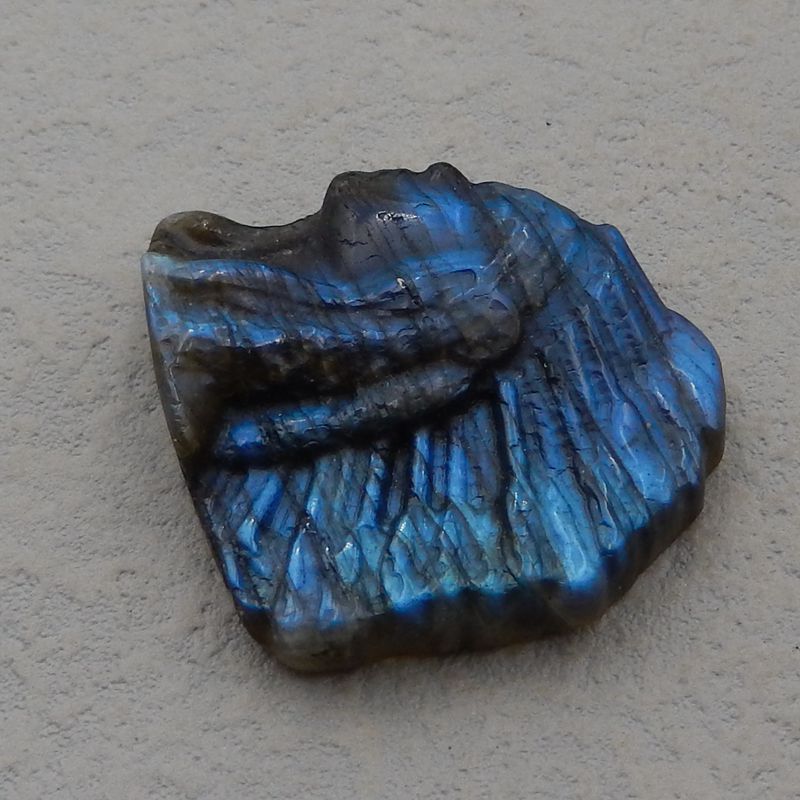 Natural Blue Labradorite Carved Ancient Egypt Queen Cabochon 35*35*10mm, 18.5g