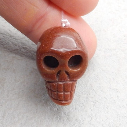 Red Sand Stone Carved skull Pendant Bead 24*21*17mm, 12.1g
