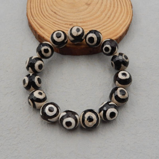Natural Eye Agate Pendant Beads for Bracelet 20cm length, 54g, 14mm