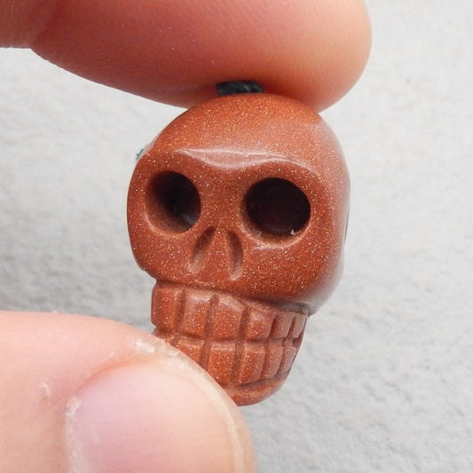 Red Sand Stone Carved skull Pendant Bead 24*21*17mm, 12.1g