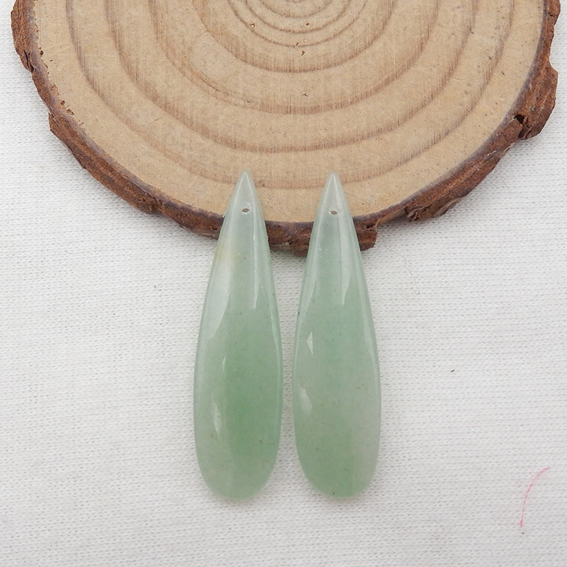 Natural Green Aventurine Earring Beads 40x9x4mm, 4.5g