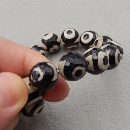 Natural Eye Agate Pendant Beads for Bracelet 20cm length, 54g, 14mm