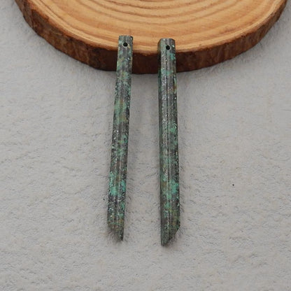 Natural African Turquoise long Earring Beads 56x4x4mm, 4.8g