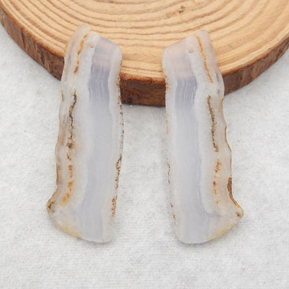 Natural Blue Lace Agate Earring Beads 54*11*3mm, 11.0g