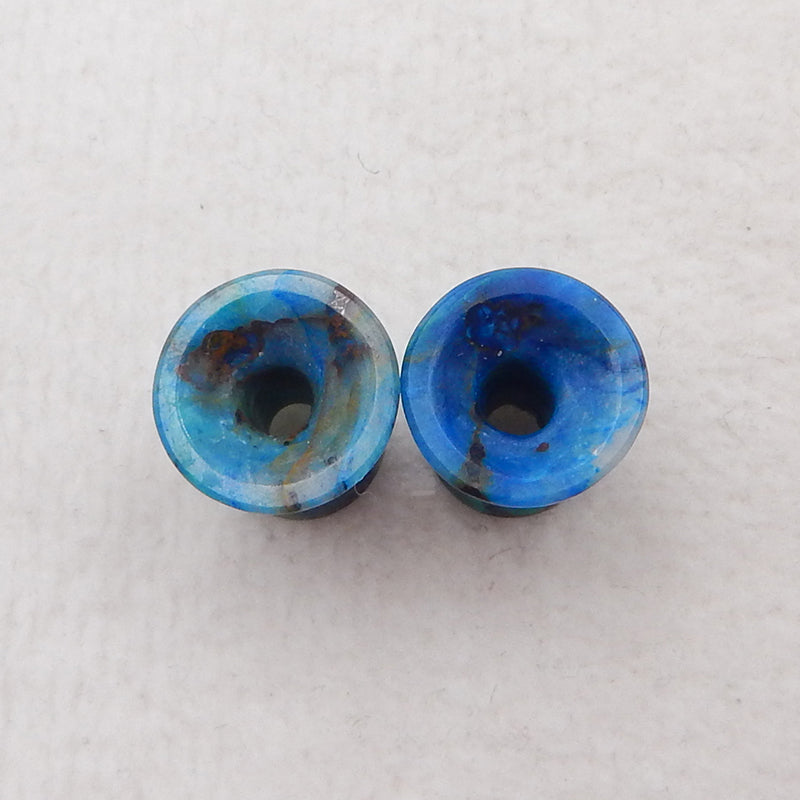 10mm Chrysocolla Ear Tunnels with 5mm hole, 13 thickness, Mayan flare