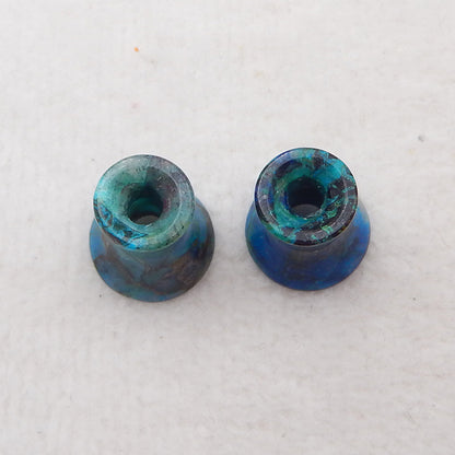 10mm Chrysocolla Ear Tunnels with 5mm hole, 13 thickness, Mayan flare