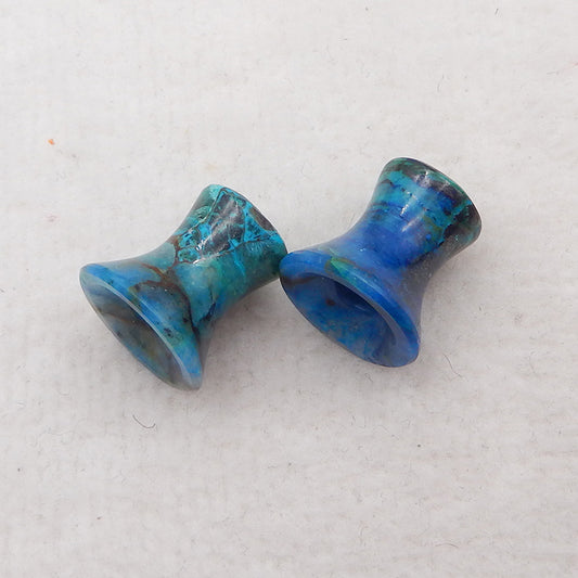 10mm Chrysocolla Ear Tunnels with 5mm hole, 13 thickness, Mayan flare