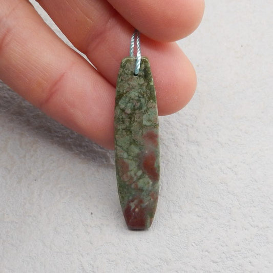 Natural Green Opal Pendant Bead 44*11*4mm, 4.0g