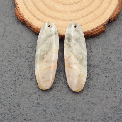 Paire de boucles d'oreilles en pierres précieuses de jaspe naturel Picasso, 37x12x4 mm, 7,8 g