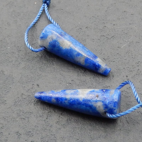 天然青金石宝石耳环一对，25x8 毫米，4.5 克