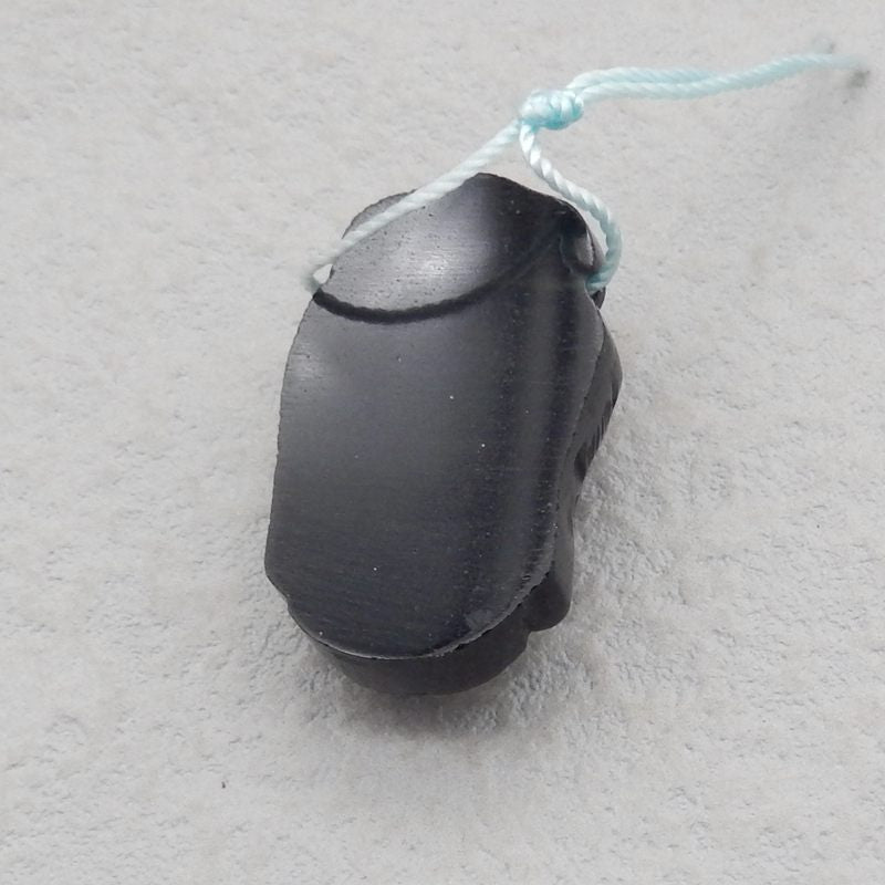 Natural Obsidian Carved Buddha Pendant Bead 35*17*8mm, 6.8g