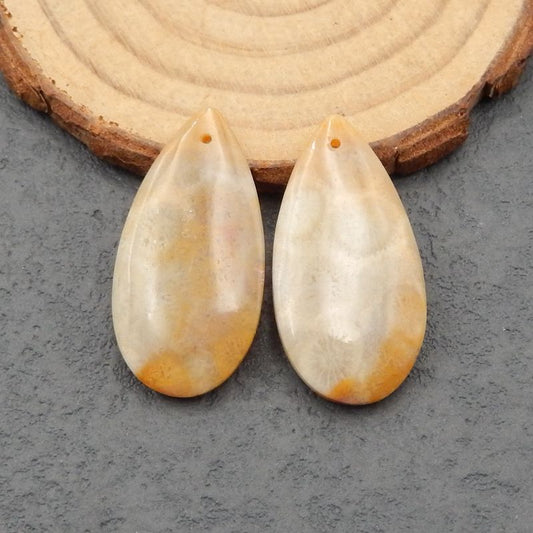 Paire de boucles d'oreilles en pierres précieuses de corail indonésien naturel, 30x15x5 mm, 7,33 g
