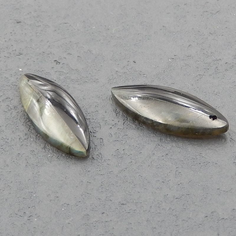 Intarsia of Labradorite and Obsidian Earring Bead 29x11x5mm, 4.2g