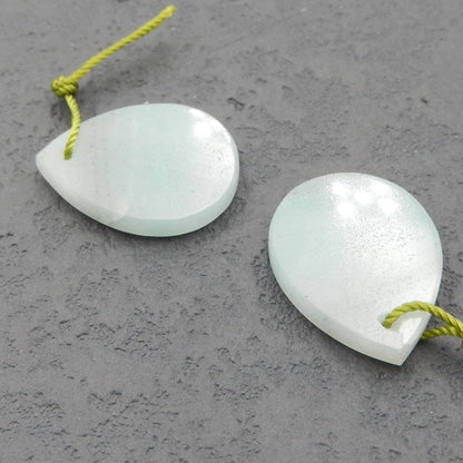 Natural Amazonite Earring Beads 20x15x2mm, 3.2g