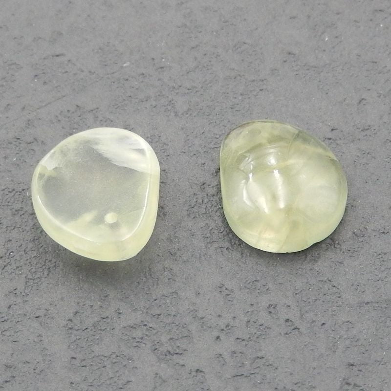 Natural Prehnite Earring Beads 16x13x5mm, 3.6g