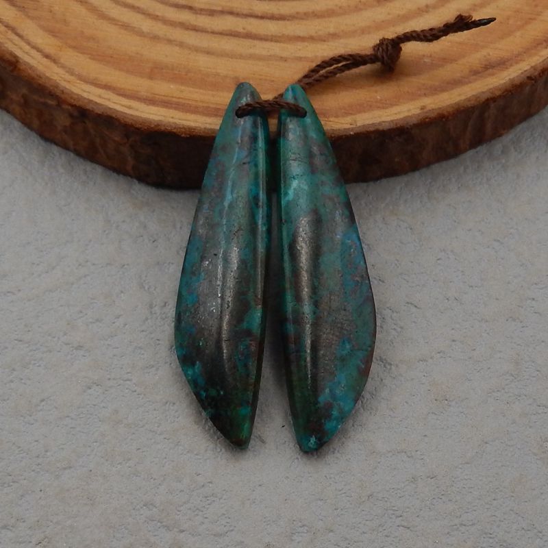 Natural Chrysocolla Earring Beads 38*10*4mm, 5.1g