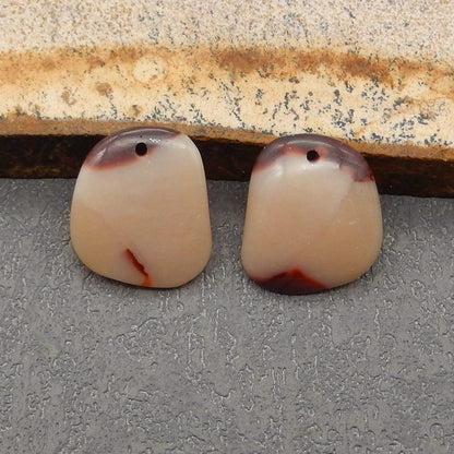 Perles de boucles d'oreilles naturelles Mookaite Jasper Gemstone, 17 x 15 x 4 mm, 3,6 g
