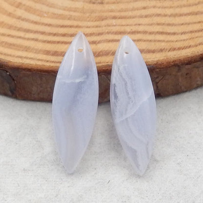 Natural Blue Lace Agate Earring Beads 29*8*3mm, 2.9g