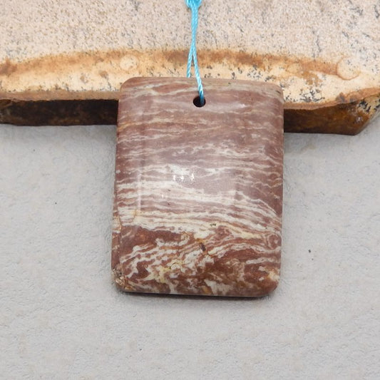Natural Wood Fossil Jasper Pendant Bead 37*28*7mm, 14.3g