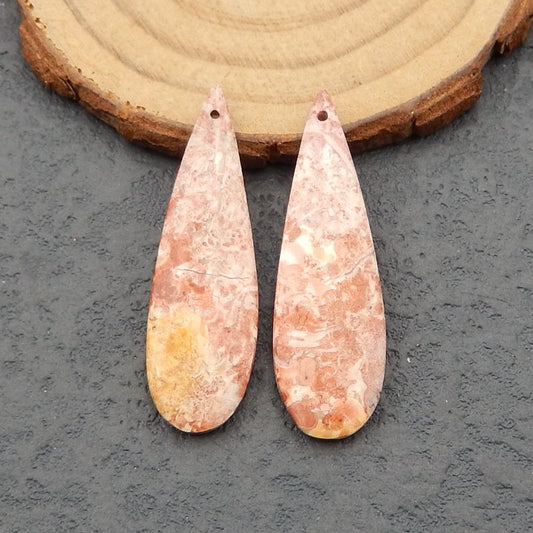 Natural Rhyolite Bird's Eye Jasper Earring Beads 38x12x4mm, 4.9g