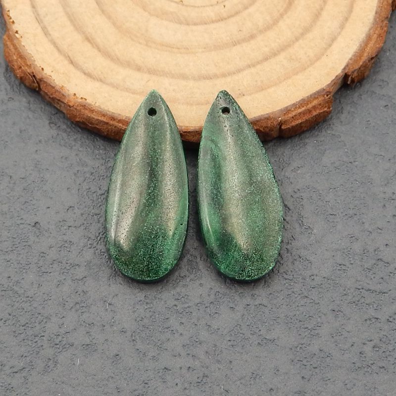 Natural Malachite Earring Beads 29x12x4mm, 7.0g