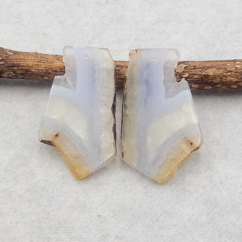 Natural Blue Lace Agate Earring Beads 38x24x2mm, 6.9g