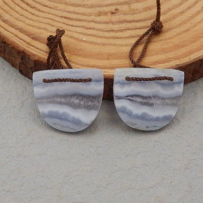 Natural Blue Lace Agate Earring Beads 18*19*4mm. 5.0g