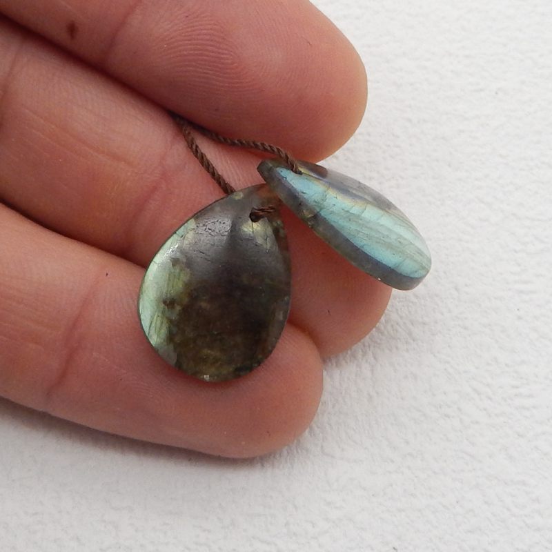Natural Labradorite Carved wings Earring Beads 27x13x4mm, 4.2g