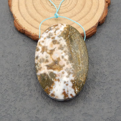 Perle pendentif en jaspe océanique, 45x30x12mm, 27g