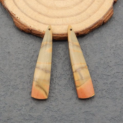 Natural Red Creek Jasper Earring Beads 30-45mm, long triangle