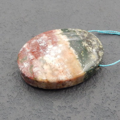 Perle pendentif en jaspe océanique, 40x30x9mm, 21g