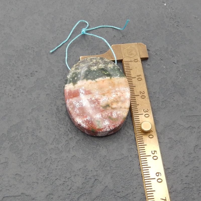 Perle pendentif en jaspe océanique, 40x30x9mm, 21g