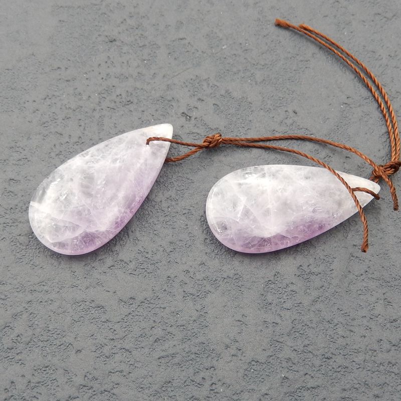 天然紫水晶宝石耳环一对 30x15x4mm ,7.0g
