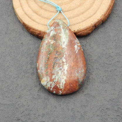 Natural Green Opal Pendant Bead 43x27x8mm, 13g