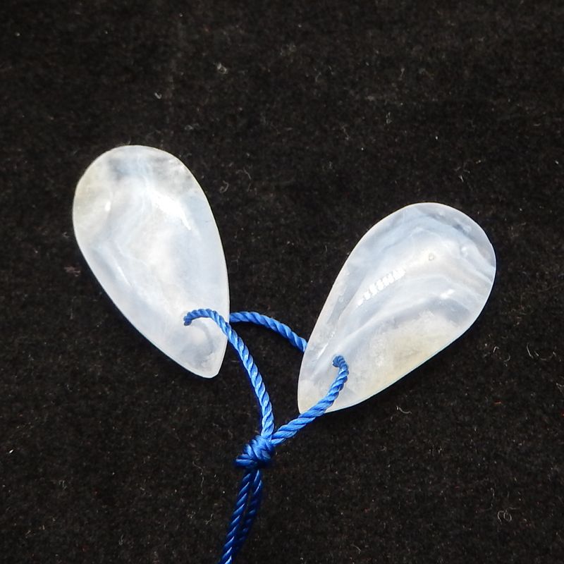 Blue Lace Agate Teardrop Boucles d'oreilles Stone Pair, pierre pour la fabrication de boucles d'oreilles, 24x12x4mm, 4g