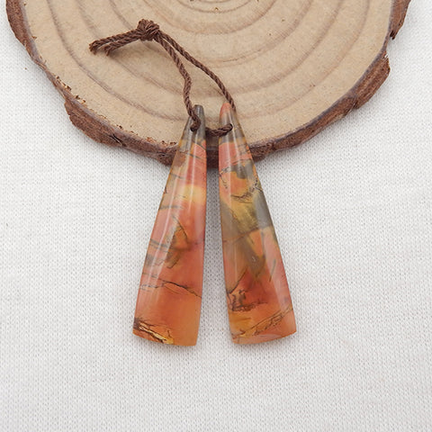 Natural Red Creek Jasper Earring Beads 30-45mm, long triangle